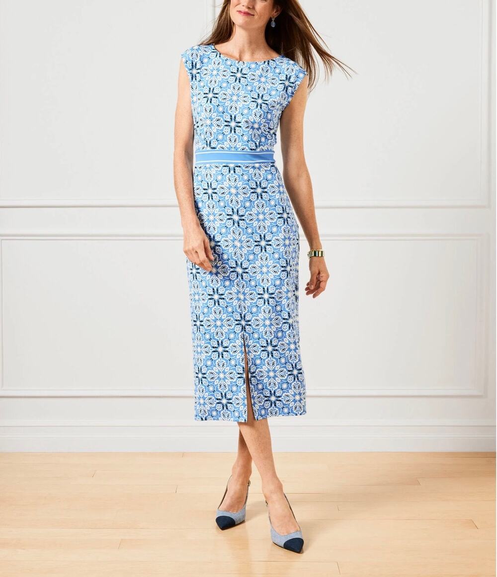 Talbots NWT blue patterned sheath dress size 6